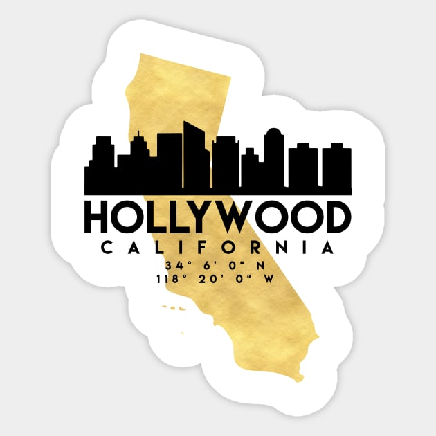 Hollywood California Skyline Map Art Sticker by deificusArt